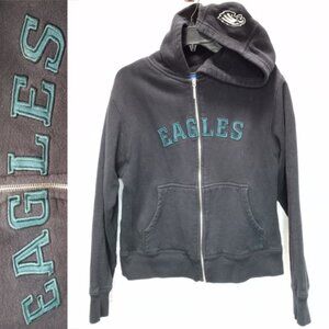 Reebok Eagles Black Zippered Hoodie Sweatshirt Size LG (T-376)